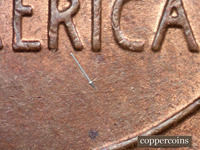 Die-stage B marker on 1952D•1DO•008 (1952 Doubled Die Obverse).