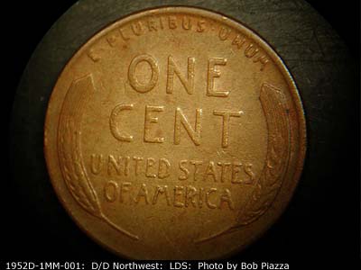 Die-stage C marker on 1952D•1MM•001 (1952 Repunched Mint Mark).