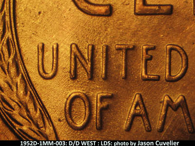Die-stage C marker on 1952D•1MM•003 (1952 Repunched Mint Mark).