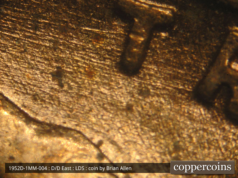 Die-stage C marker on 1952D•1MM•004 (1952 Repunched Mint Mark).