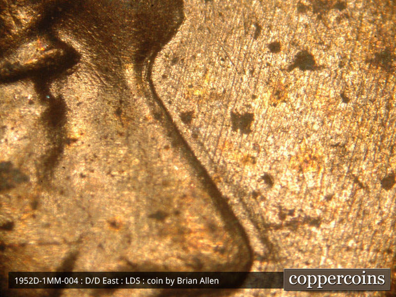 Die-stage C marker on 1952D•1MM•004 (1952 Repunched Mint Mark).