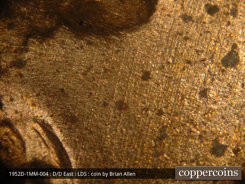 Die-stage C marker on 1952D•1MM•004 (1952 Repunched Mint Mark).