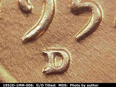 1952 Lincoln cent obverse, CopperCoins die 1952D•1MM•006.