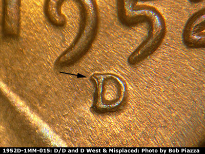 1952 Lincoln cent obverse, CopperCoins die 1952D•1MM•015.