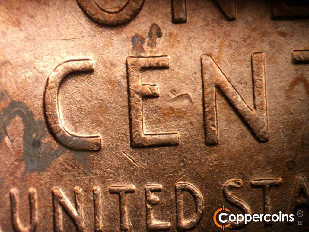 Die-stage C marker on 1952D•1MM•018 showing ENE die scratches through E in CENT.