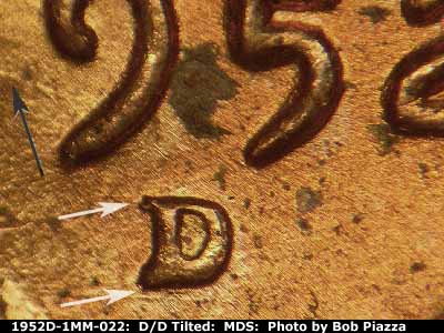1952 Lincoln cent obverse, CopperCoins die 1952D•1MM•022.