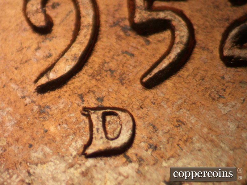 Die-stage C marker on 1952D•1MM•022 (1952 Repunched Mint Mark).