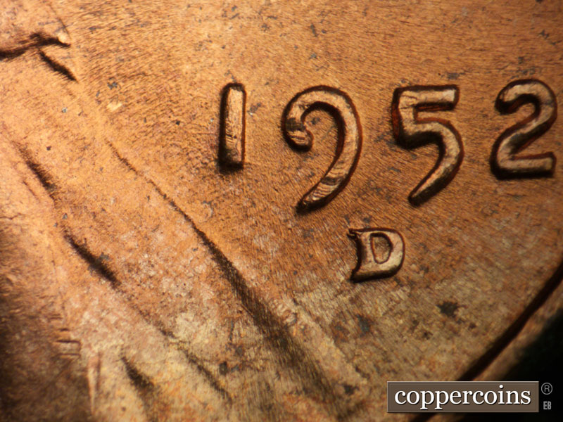 Die-stage C marker on 1952D•1MM•022 (1952 Repunched Mint Mark).