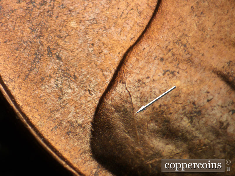Die-stage C marker on 1952D•1MM•022 (1952 Repunched Mint Mark).