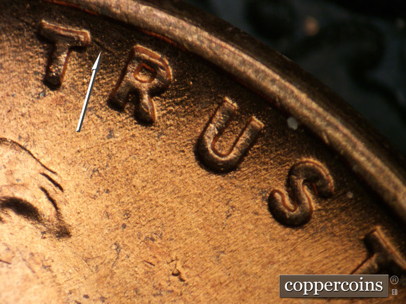 Die-stage C marker on 1952D•1MM•022 (1952 Repunched Mint Mark).