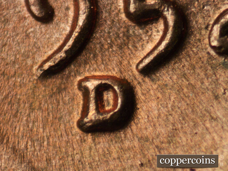 1952 Lincoln cent obverse, CopperCoins die 1952D•1MM•024.