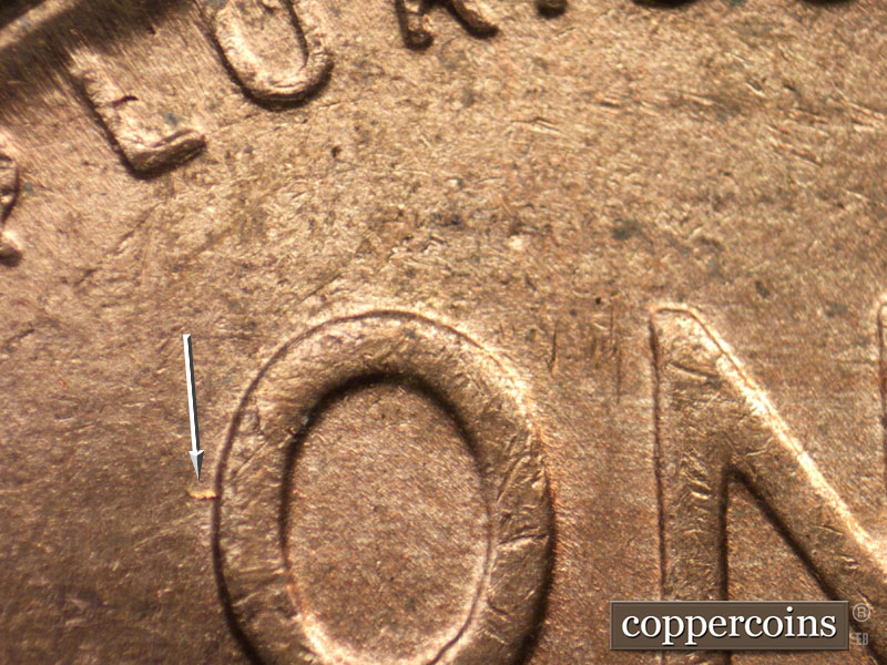 Die-stage B marker on 1952D•1MM•024 (1952 Repunched Mint Mark).