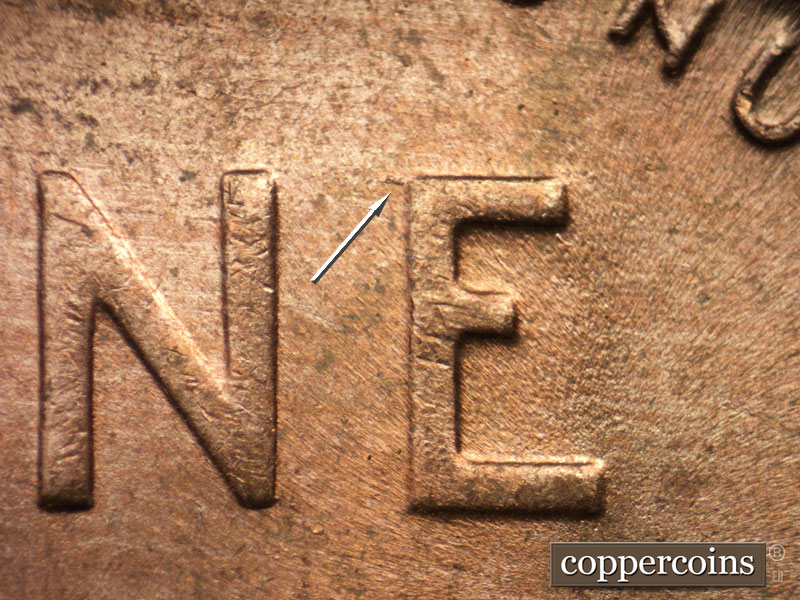 Die-stage B marker on 1952D•1MM•024 (1952 Repunched Mint Mark).