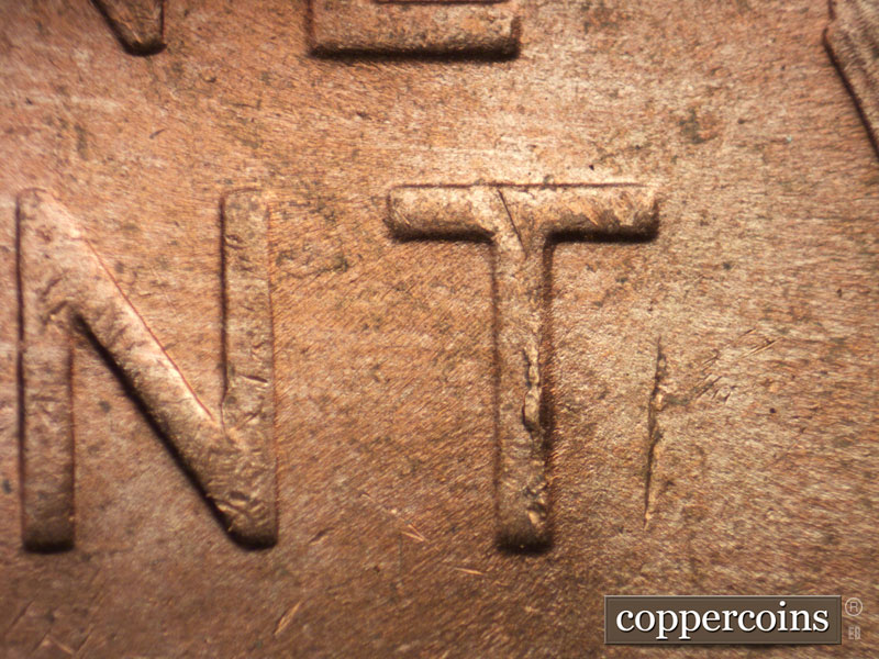 Die-stage B marker on 1952D•1MM•024 (1952 Repunched Mint Mark).