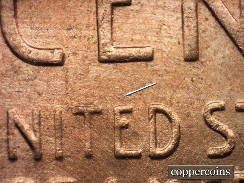 Die-stage B marker on 1952D•1MM•024 (1952 Repunched Mint Mark).