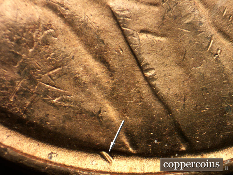 Die-stage B marker on 1952D•1MM•025 (1952 Repunched Mint Mark).