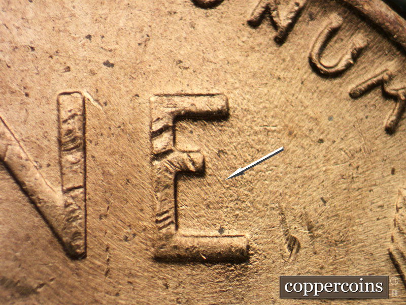 Die-stage B marker on 1952D•1MM•025 (1952 Repunched Mint Mark).