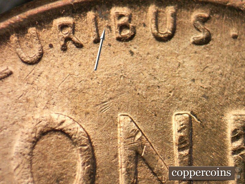 Die-stage B marker on 1952D•1MM•025 (1952 Repunched Mint Mark).