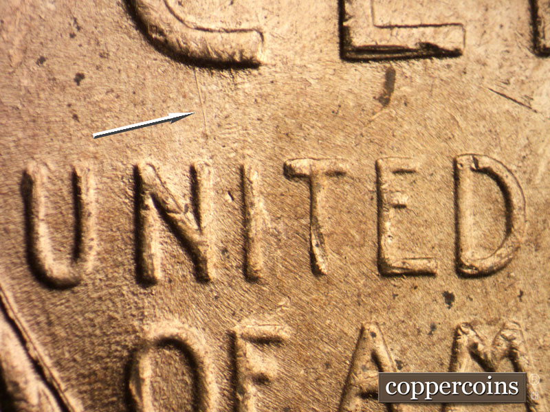 Die-stage B marker on 1952D•1MM•025 (1952 Repunched Mint Mark).