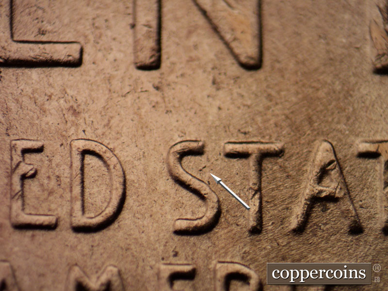 Die-stage C marker on 1952D•1MM•037 (1952 Repunched Mint Mark).