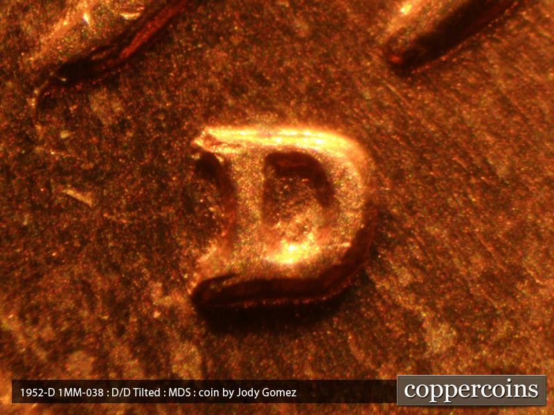 1952 Lincoln cent obverse, CopperCoins die 1952D•1MM•038.