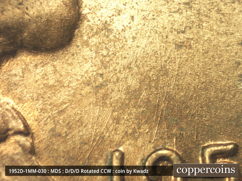 Die-stage B marker on 1952D•1MM•039 (1952 Repunched Mint Mark).