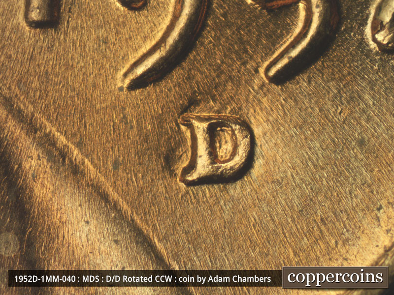 1952 Lincoln cent obverse, CopperCoins die 1952D•1MM•040.