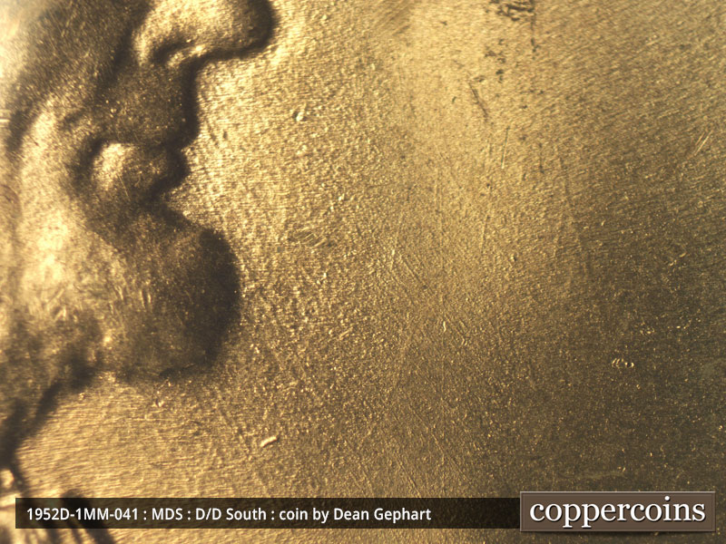 Die-stage B marker on 1952D•1MM•041 (1952 Repunched Mint Mark).