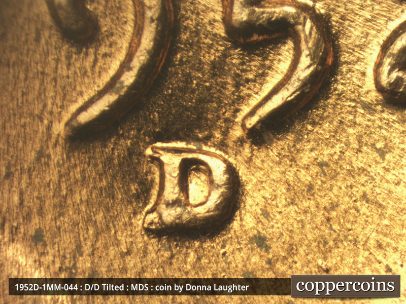 1952 Lincoln cent obverse, CopperCoins die 1952D•1MM•044.