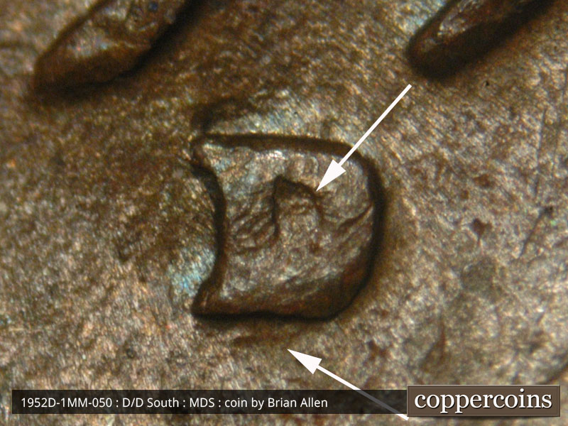 1952 Lincoln cent obverse, CopperCoins die 1952D•1MM•050.