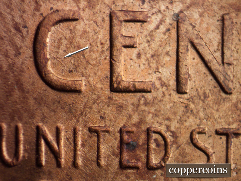 Die-stage C marker on 1952D•1MM•051 (1952 Repunched Mint Mark).