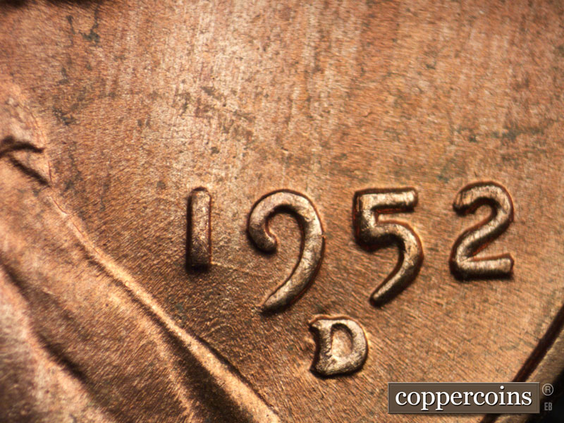 Die-stage C marker on 1952D•1MM•054 (1952 Repunched Mint Mark).