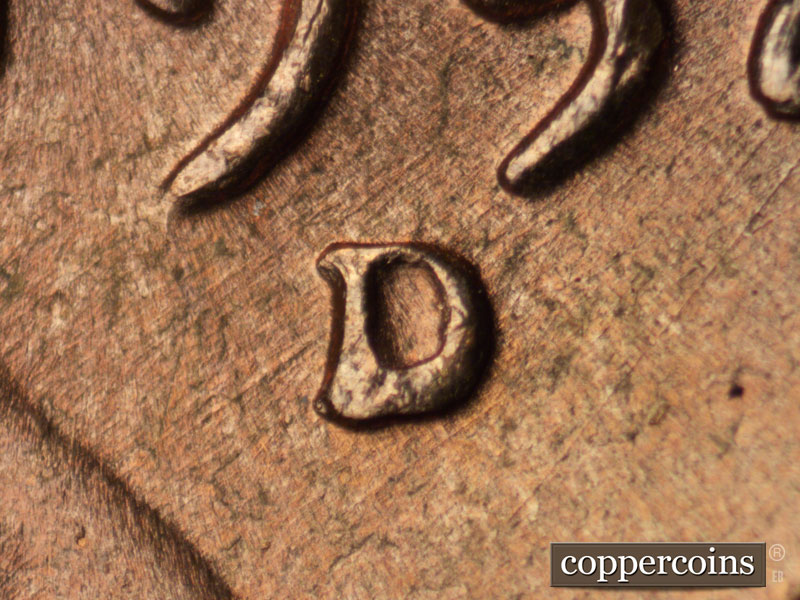 1952 Lincoln cent obverse, CopperCoins die 1952D•1MM•055.
