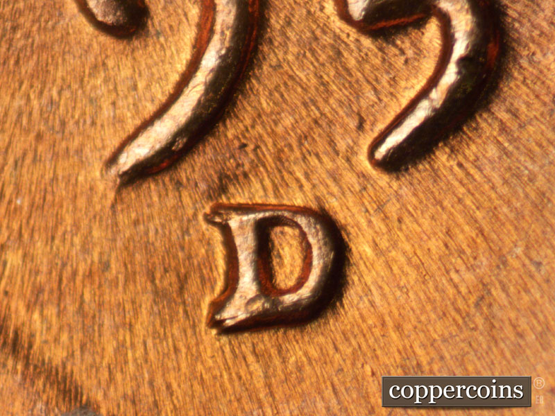 Die-stage C marker on 1952D•1MM•058 (1952 Repunched Mint Mark).