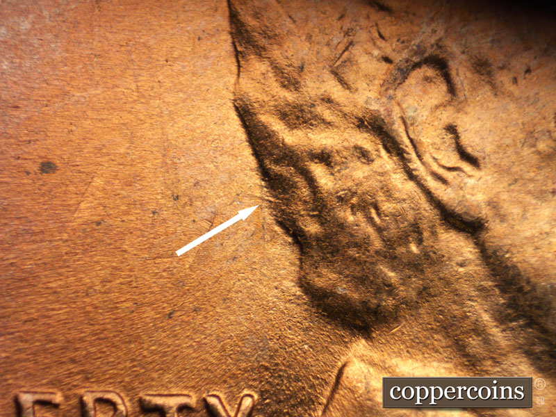 Die-stage C marker on 1952D•1MM•058 (1952 Repunched Mint Mark).