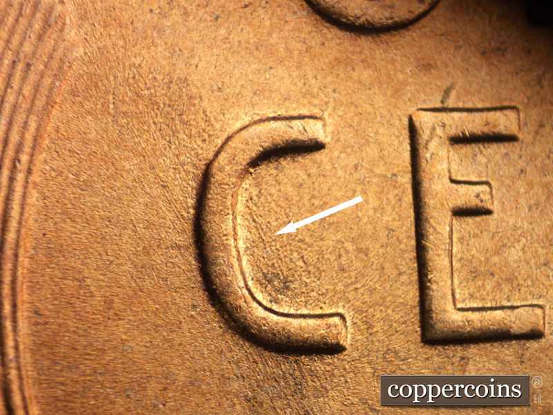 Die-stage C marker on 1952D•1MM•058 (1952 Repunched Mint Mark).