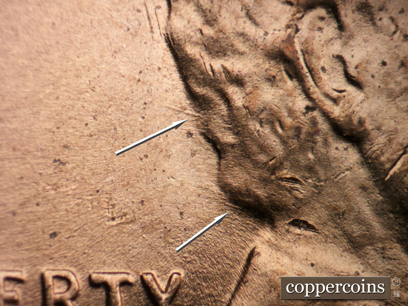 Die-stage B marker on 1952D•1MM•060 (1952 Repunched Mint Mark).