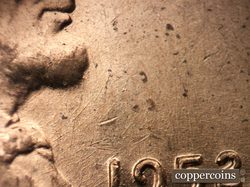 Die-stage B marker on 1952D•1MM•061 (1952 Repunched Mint Mark).
