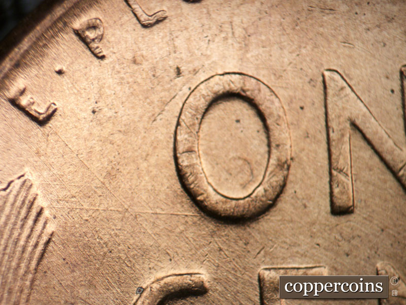 Die-stage B marker on 1952D•1MM•063 (1952 Repunched Mint Mark).