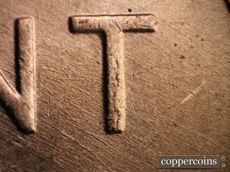 Die-stage B marker on 1952D•1MM•063 (1952 Repunched Mint Mark).