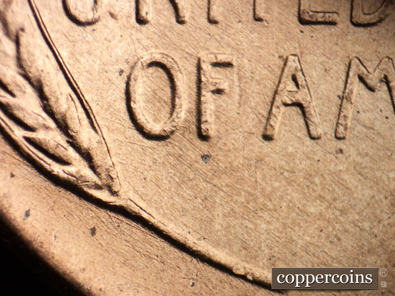 Die-stage B marker on 1952D•1MM•063 (1952 Repunched Mint Mark).