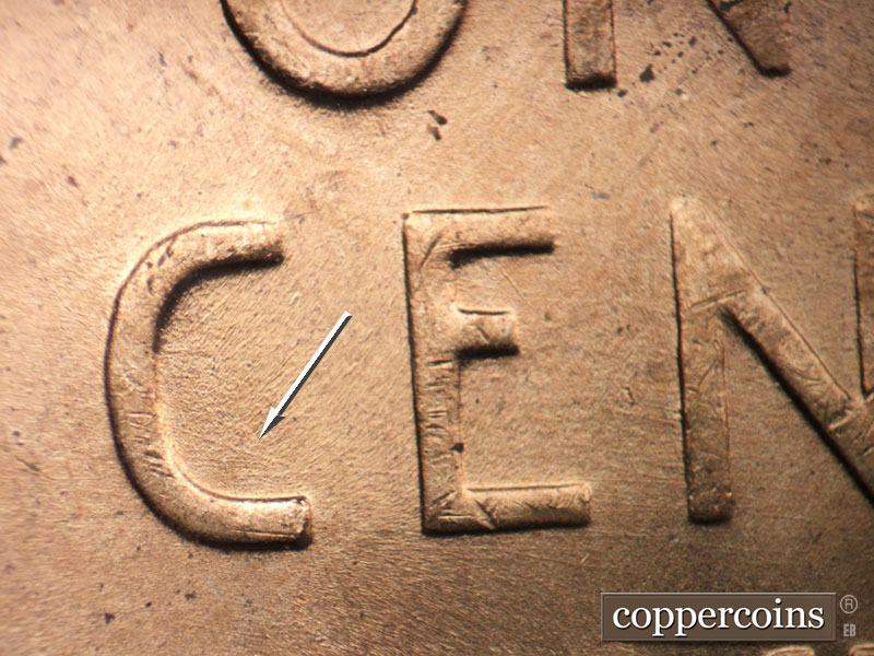 Die-stage C marker on 1952D•1MM•064 (1952 Repunched Mint Mark).