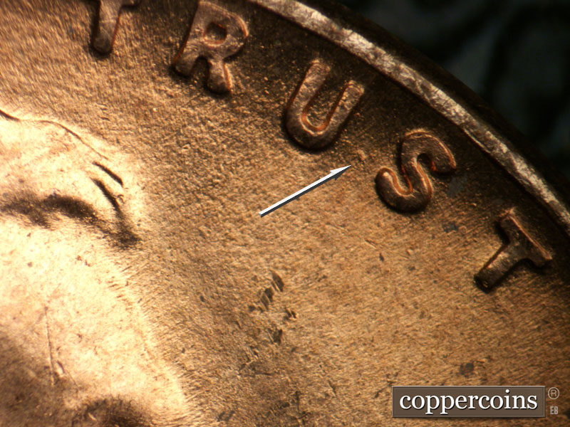 Die-stage B marker on 1952D•1MM•065 (1952 Repunched Mint Mark).