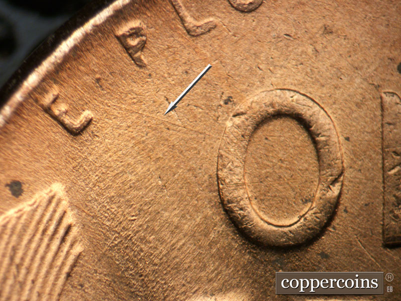 Die-stage B marker on 1952D•1MM•065 (1952 Repunched Mint Mark).