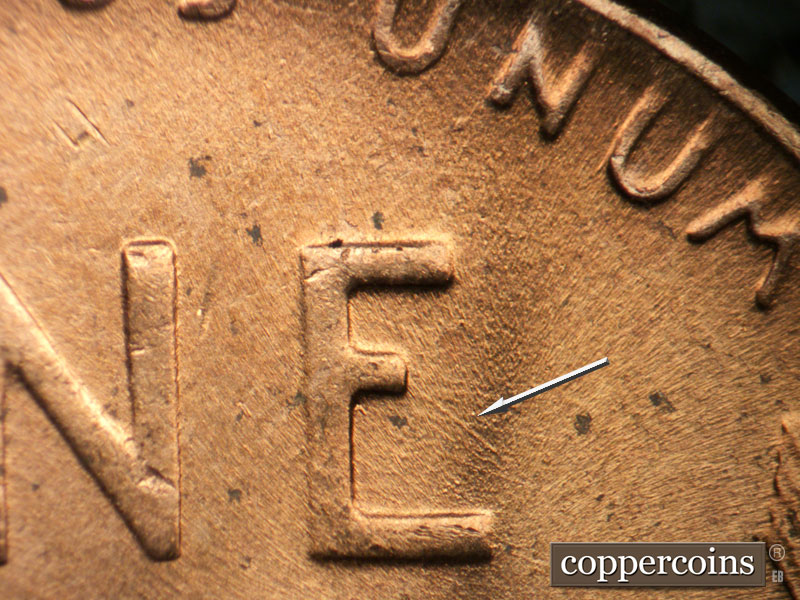 Die-stage B marker on 1952D•1MM•065 (1952 Repunched Mint Mark).