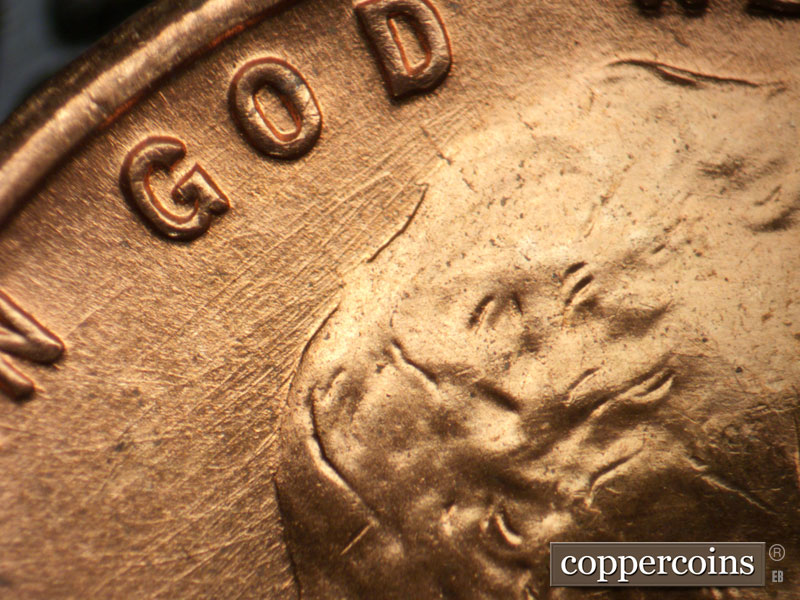 Die-stage B marker on 1952D•1MM•067 (1952 Repunched Mint Mark).