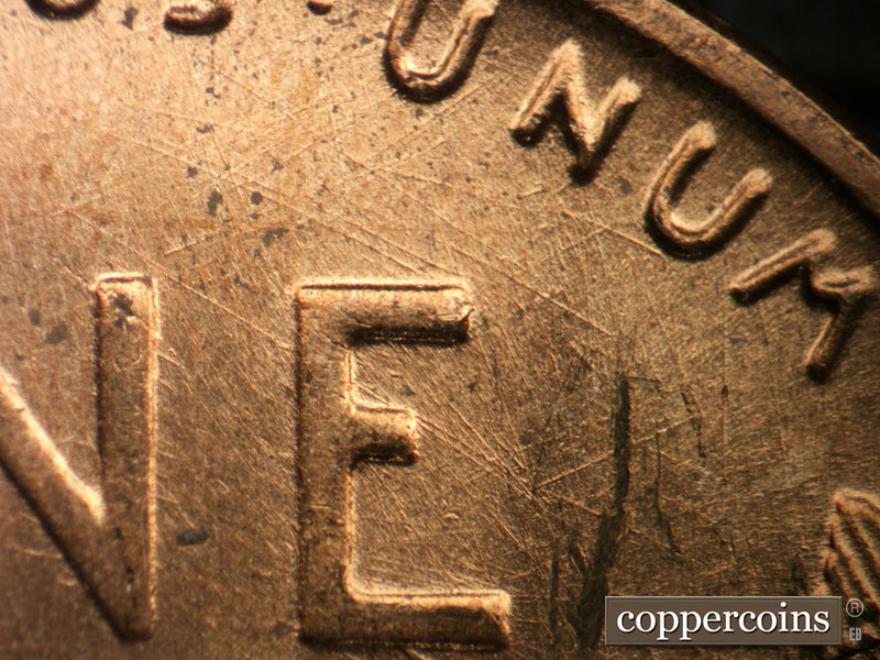 Die-stage B marker on 1952D•1MM•067 (1952 Repunched Mint Mark).