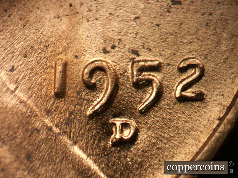 Die-stage C marker on 1952D•1MM•069 (1952 Repunched Mint Mark).