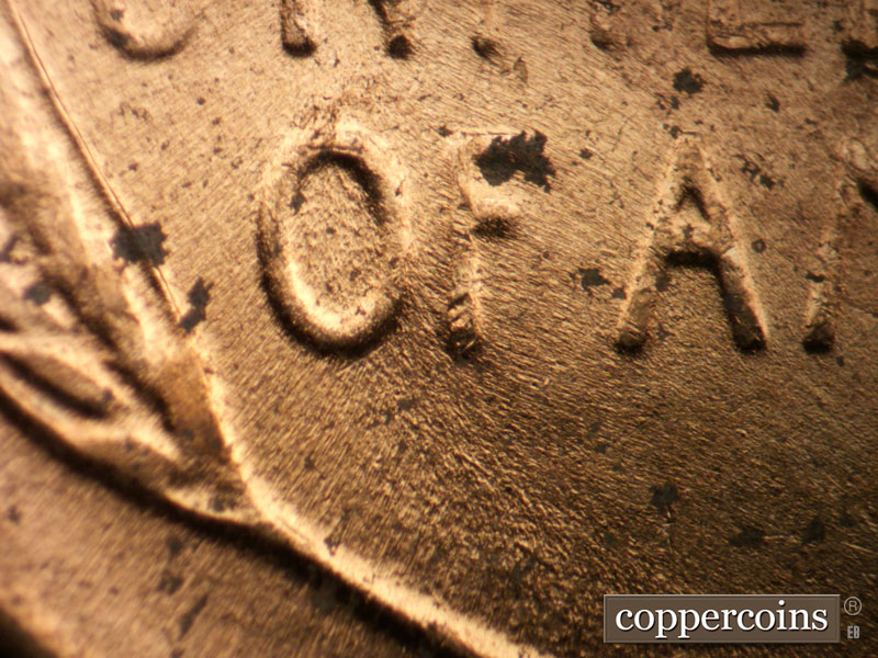 Die-stage C marker on 1952D•1MM•069 (1952 Repunched Mint Mark).
