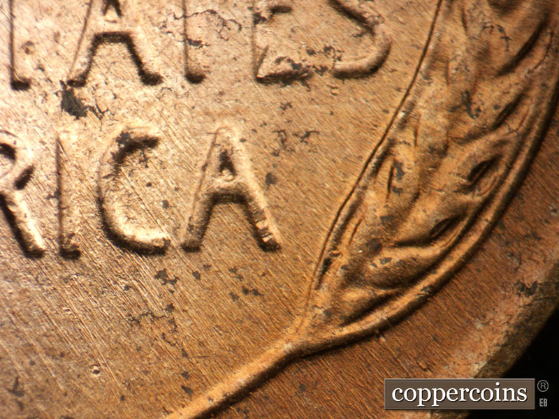 Die-stage B marker on 1952D•1MM•070 (1952 Repunched Mint Mark).